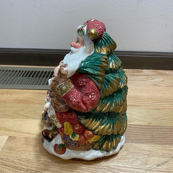 Vintage Fitz and Floyd Cookie Jar Santa Claus W/ Guitar Ceramic Omnibus Forest - Picture 6 of 9